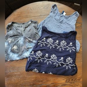 3 Pack of Blue Racerback Tops size L and XL